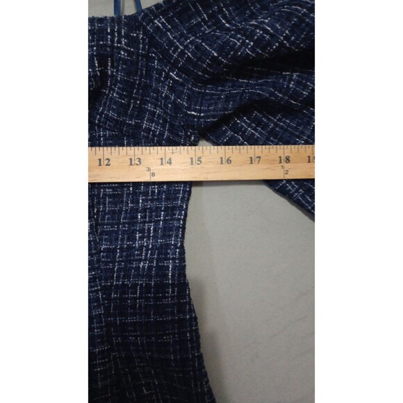 Zara NWT Women's Blue Tweed Textured Off the Shoulder Top Long Sleeve Size M - Picture 2 of 6